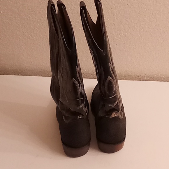 Vibram Leather Western Rodeo Festival Party Gothic Sz 8 Black-Cream-Gold Colors - Picture 3 of 11